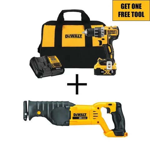 20-Volt MAX XR Cordless Brushless 1/2 in. Drill/Driver Kit with FREE 20-Volt Cordless Reciprocating Saw