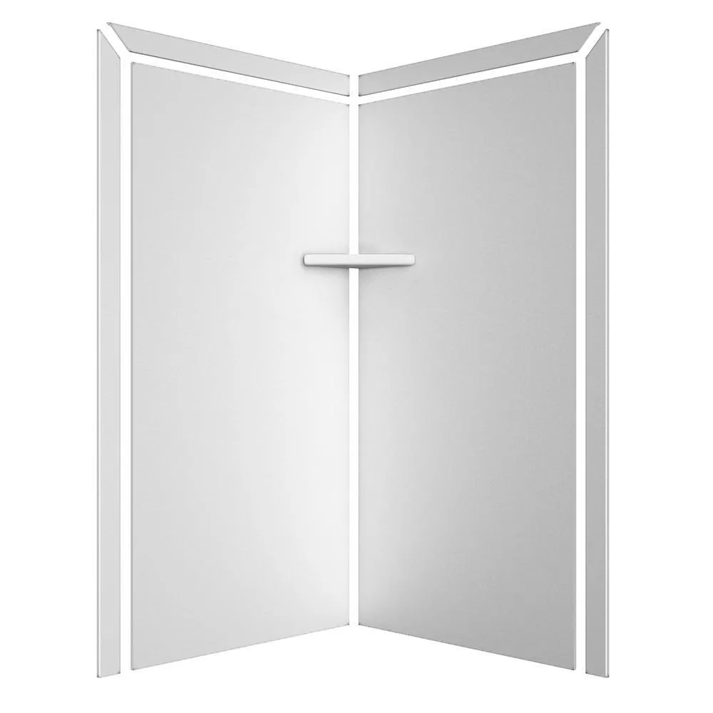 Splendor 40 in. x 40 in. x 80 in. 7-Piece Easy Up Adhesive Corner Shower Wall Surround in White, photo 4 of 24