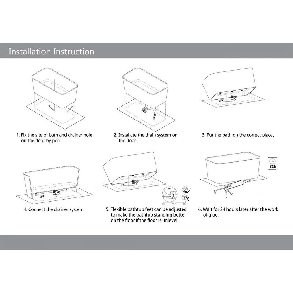 71 in. Stone Resin Flatbottom Freestanding Non-Whirlpool Bathtub in White Matt, photo 6 of 6