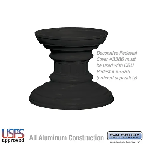 Regency Decorative Pedestal Cover – Short – Black (3386BLK)