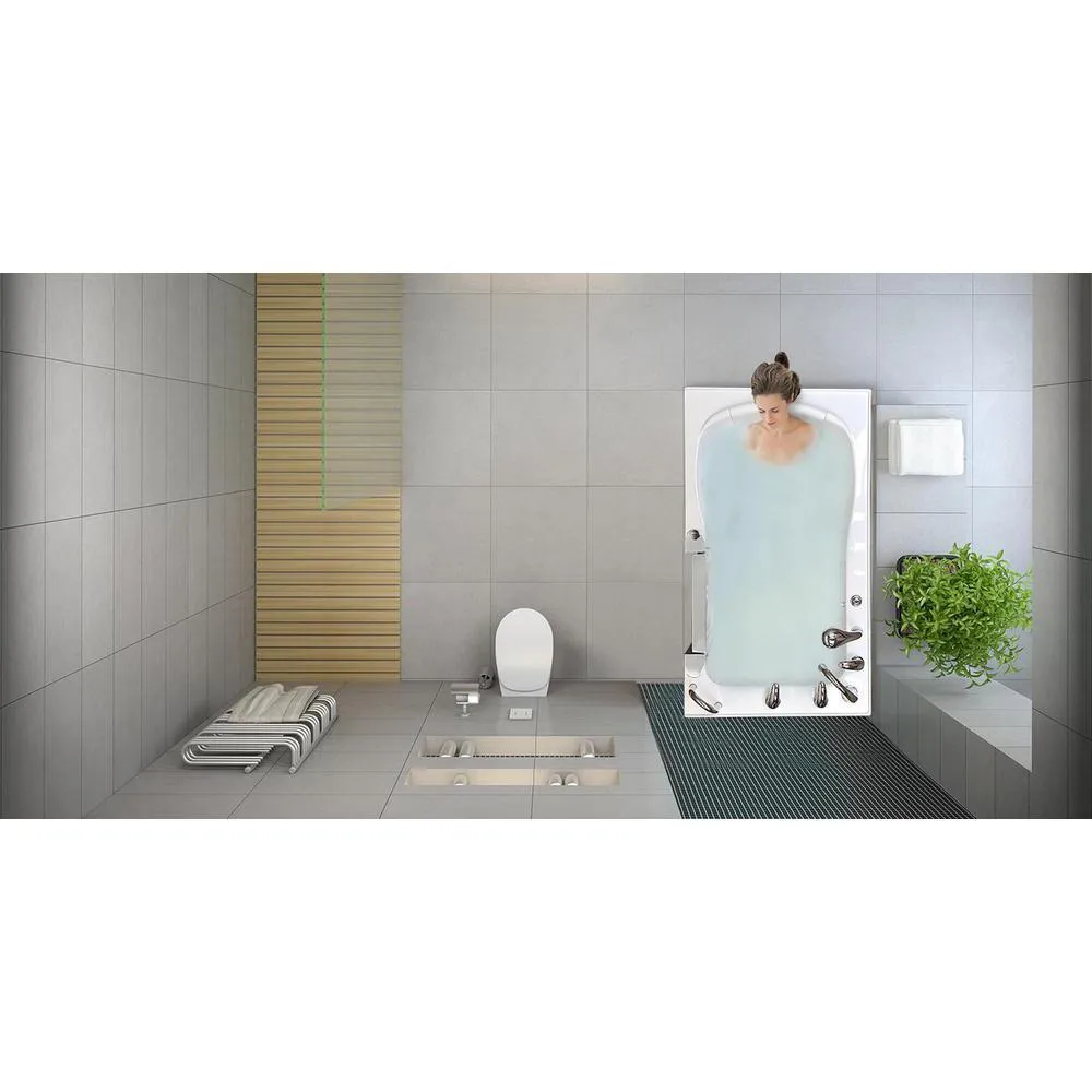 Ella Petite 52 in. Acrylic Walk-In Whirlpool and Air Bath Bathtub in White with Thermostatic Faucet Set, Left-Hand 2 in. Dual Drain, photo 2 of 7