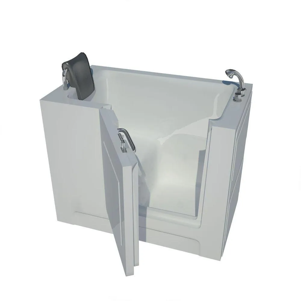 NOVA Heated Rampart 4 ft. Walk-in Non-Whirlpool Bathtub with 6 in. Tile Easy Up Adhesive Wall Surround in White, photo 7 of 8