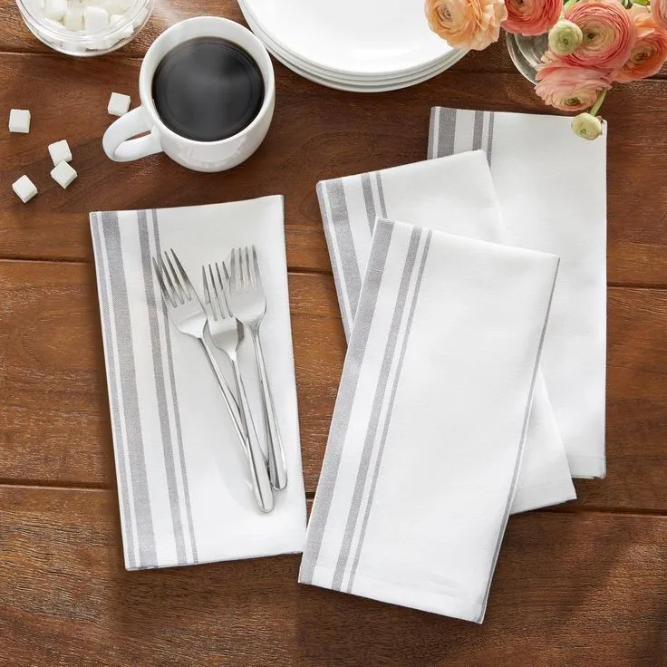 Farmhouse Living Homestead Stripe 20 in. x 20 in. Blue/White Napkins (4-Pack), photo 4 of 7