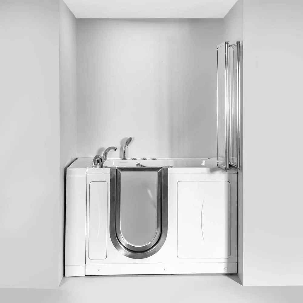 Ella Elite 52 in. Walk-In Whirlpool and Air Bath Bathtub in White with LH Door, Thermostatic Faucet, Dual Drain, Shower Screen, photo 10 of 19