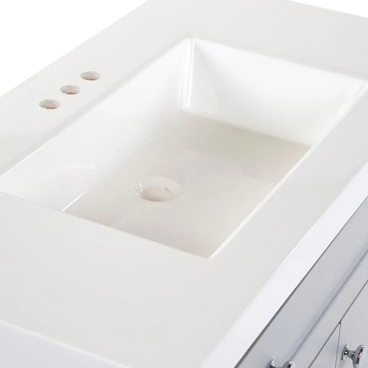 Everdean 36.5 in. W x 19 in. D x 34 in. H Vanity in Pearl Gray with Cultured Marble Vanity Top in White with White Sink, photo 6 of 10