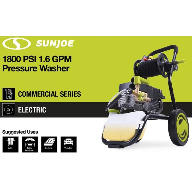 Sun Joe Commercial Series 1800 PSI Max 1.6 GPM Electric Pressure Washer with Wall Mount, Roll Cage and Hose Reel, photo 3 of 6