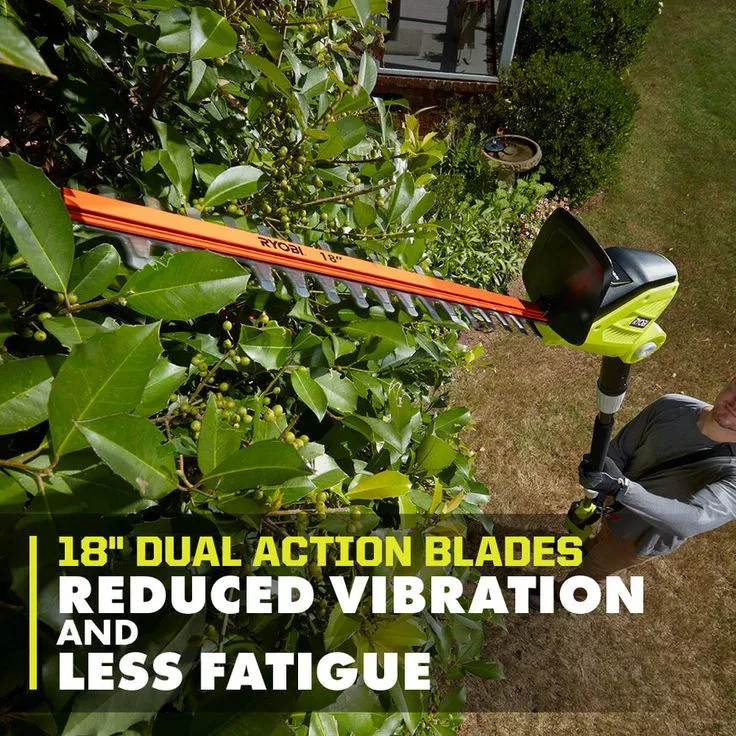 RYOBI 18 in. 40-Volt Lithium-Ion Cordless Pole Hedge Trimmer with 2.0 Ah Battery and Charger Included, photo 3 of 8