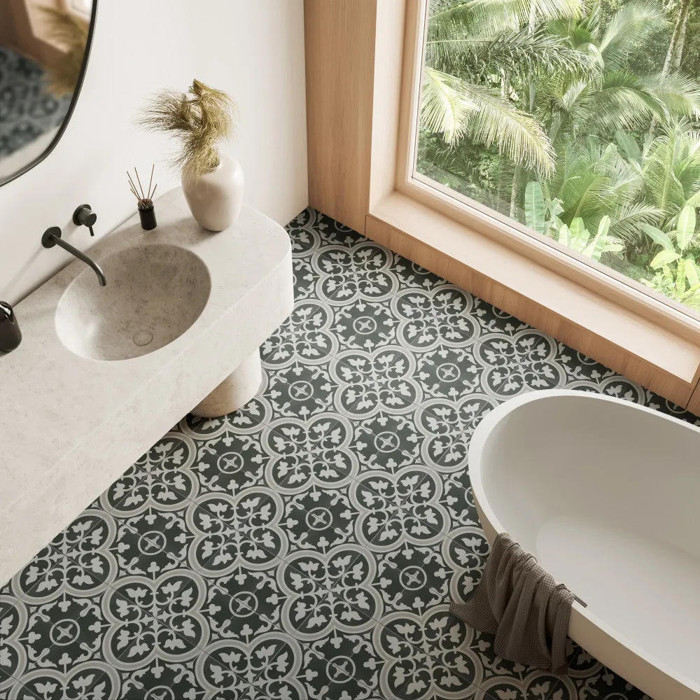 Merola Tile Arte Due Encaustic 9-3/4 in. x 9-3/4 in. Porcelain Floor and Wall Tile, photo 2 of 8
