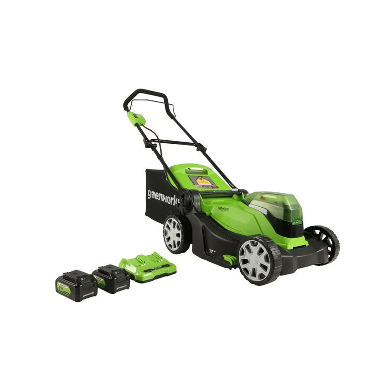 Greenworks 17 in. 48-Volt (2 x 24-Volt) Battery Walk Behind Push Mower, 2 x 24-Volt 4Ah Batteries and Dual Port Charger Included, photo 4 of 7