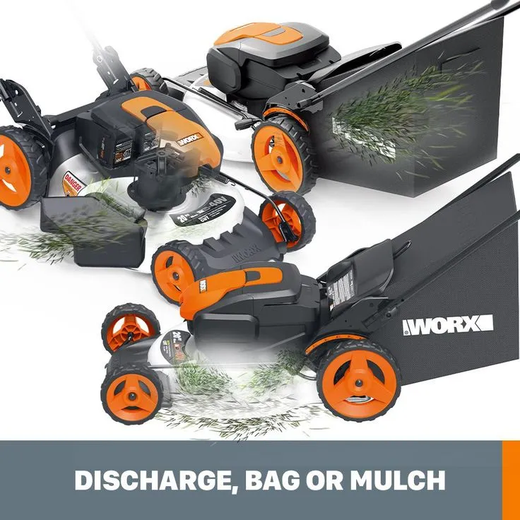 Worx POWER SHARE 40-Volt Li-ION Battery 20" 5.0Ah Push Mower w/ Mulching and Side Discharge Capabilities Walk Behind, photo 4 of 10