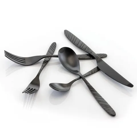 La Vague 20-Piece Matte Black Stainless Steel Flatware Set