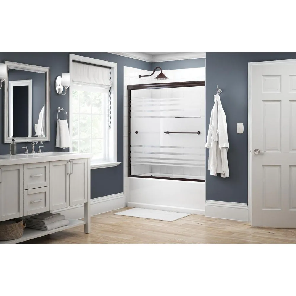 Crestfield 60 in. x 58-1/8 in. Semi-Frameless Traditional Sliding Bathtub Door in Bronze with Transition Glass, photo 8 of 67