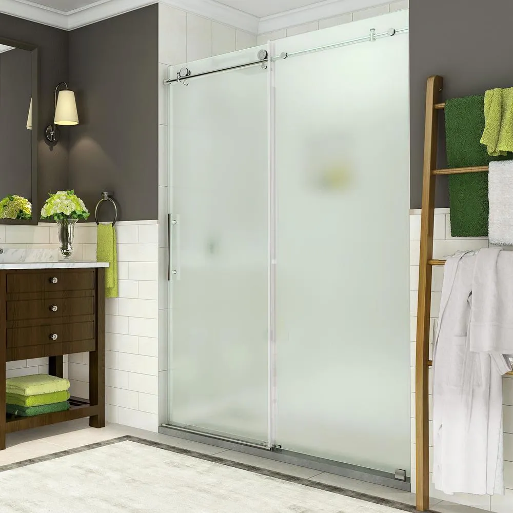 Coraline 56 in. to 60 in. x 76 in. Frameless Sliding Shower Door in Matte Black, photo 13 of 13