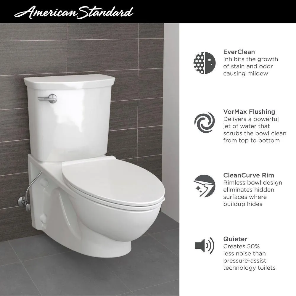 American Standard Glenwall VorMax 1.28 GPF Single Flush Wall-Hung Toilet, Left-Hand Trip Lever, White (Seat Not Included), photo 3 of 16