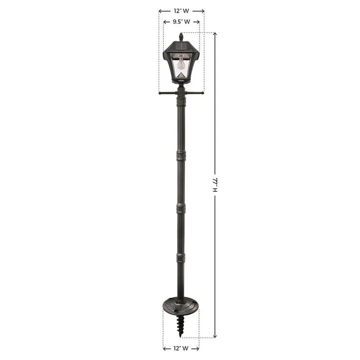 Gama Sonic Baytown II Bulb Black Resin Solar Warm-White Outdoor Integrated LED Post Light and Lamp Post with EZ-Anchor Base, photo 8 of 8