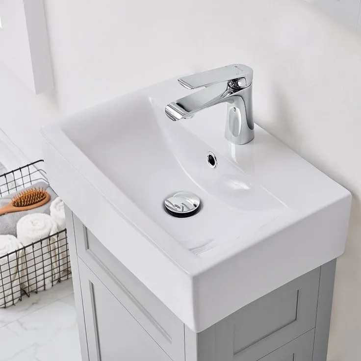 Arvesen 18 in. W x 12 in. D Vanity in Dove Grey with Ceramic Vanity Top in White with White Sink, photo 4 of 4