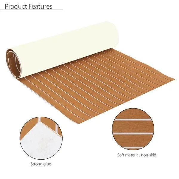12 Colors 94''x35'' / 91''x35'' Marine Yacht Boat & RV Flooring Sheet Teak EVA Foam Synthetic Self-Adhesive Non-slip Mat 6mm Thicknes, photo 7 of 14