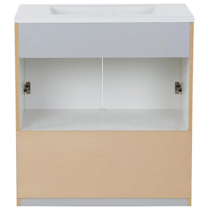 Delridge 30 in. W x 19 in. D Bath Vanity in Pearl Gray with Cultured Marble Vanity Top in White with White Sink, photo 4 of 11