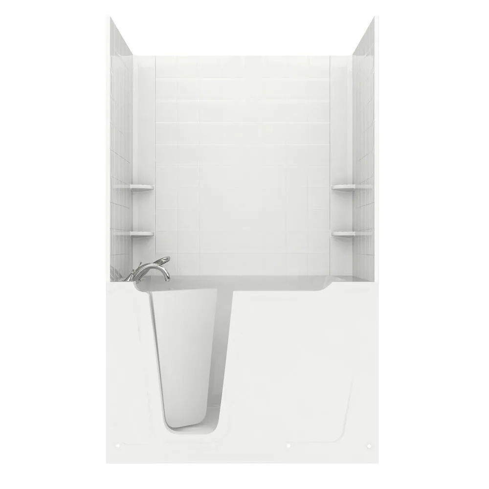 Rampart Nova Heated 5 ft. Walk-in Whirlpool and Air Bathtub with 6 in. Tile Easy Up Adhesive Wall Surround in White, photo 21 of 33