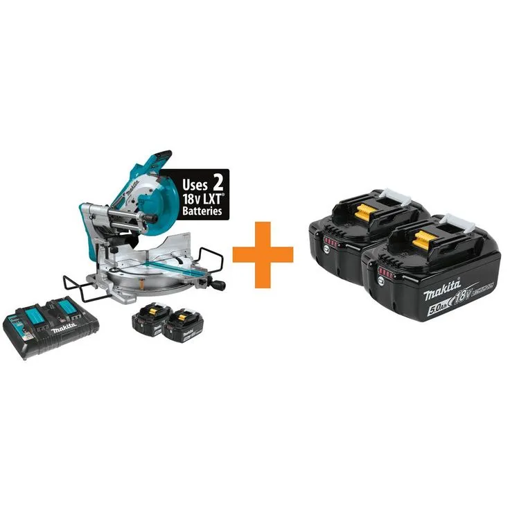 Makita 18-Volt X2 LXT 10 in. Brushless Cordless Dual-Bevel Sliding Compound Miter Saw Kit Laser 5.0 Ah with Batteries 5.0 Ah, photo 9 of 11