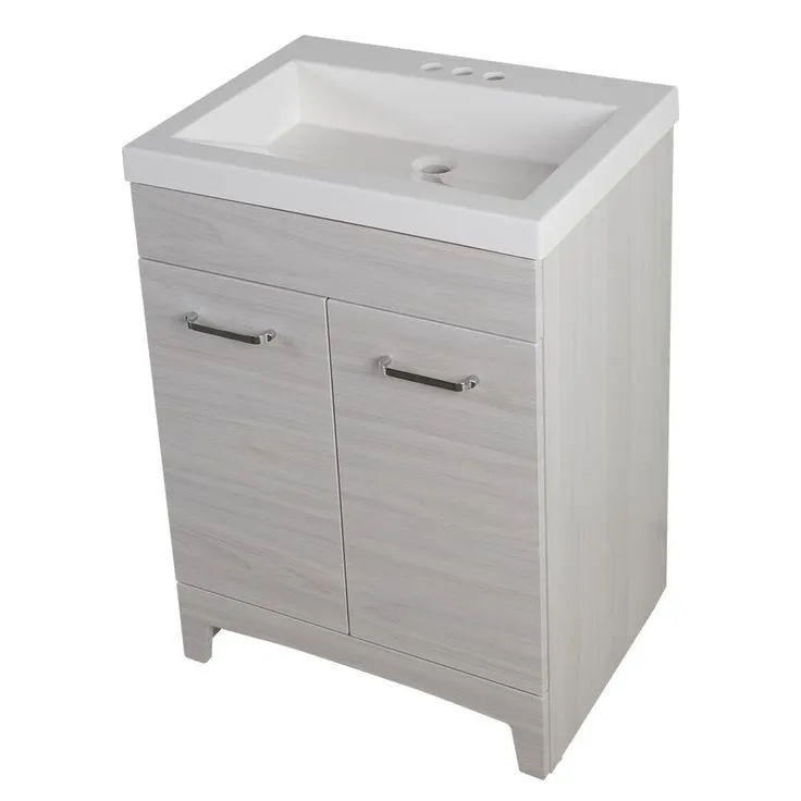 Stancliff 24 in. W x 19 in. D Bathroom Vanity in Elm Sky with Cultured Marble Vanity Top in White with White Sink, photo 6 of 7
