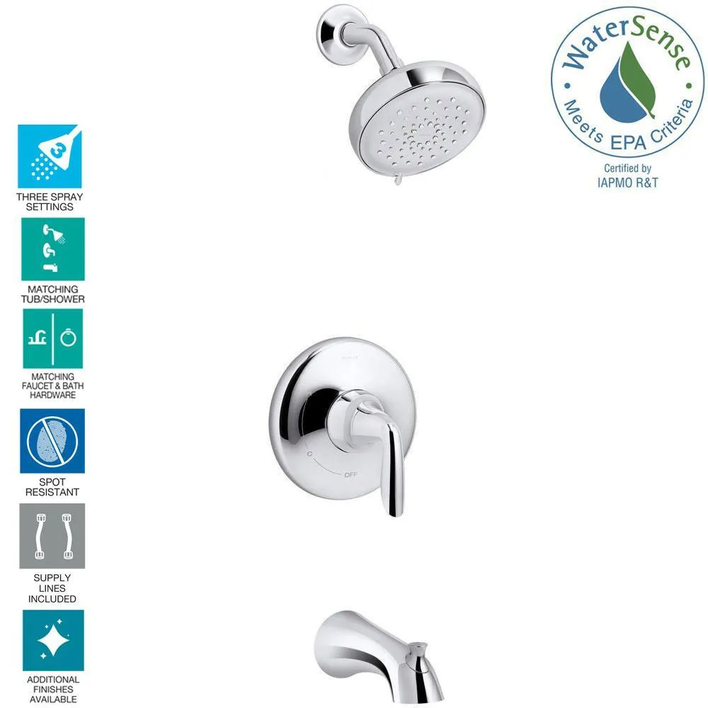Willamette Single-Handle 3-Spray Tub and Shower Faucet in Polished Chrome (Valve Included), photo 2 of 8