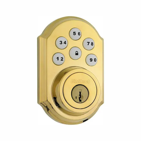 Z-Wave SmartCode Lifetime Polished Brass Single Cylinder Electronic Deadbolt Featuring SmartKey Security