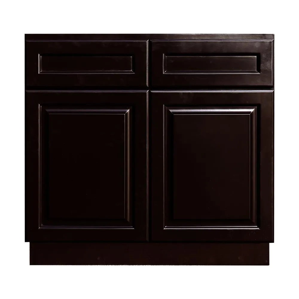 Newport Assembled 36 in. x 34.5 in. x 24 in. Base Cabinet with 2 Doors 2 Drawers in Dark Espresso, photo 6 of 6