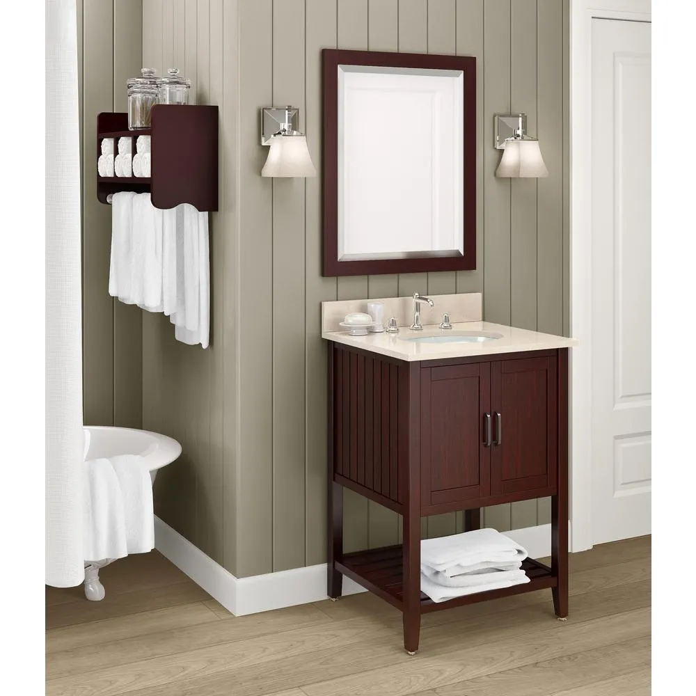 Alaterre Furniture 25 in. W Bath Storage Shelf with Towel Rod in Espresso, photo 4 of 6