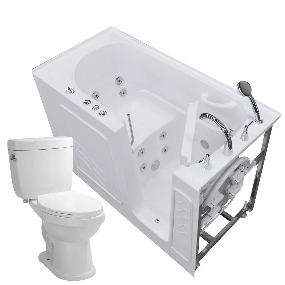 Universal Tubs 52.8 in. Walk-In Whirlpool Bathtub in White with 1.6 GPF Smart Toilet Combo, Left Drain, photo 15 of 23