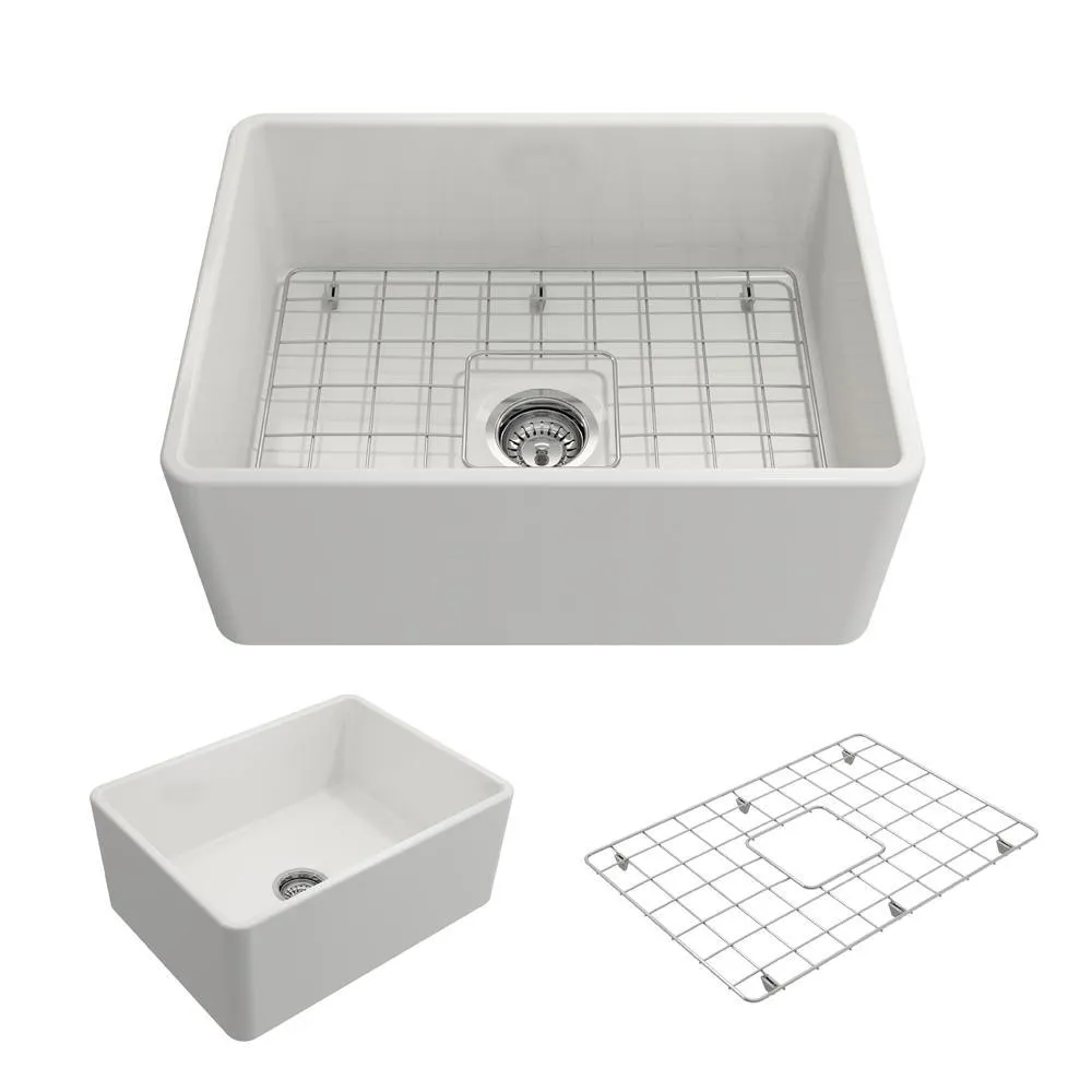 Classico Farmhouse Apron Front Fireclay 30 in. Single Bowl Kitchen Sink with Bottom Grid and Strainer in White, photo 31 of 33
