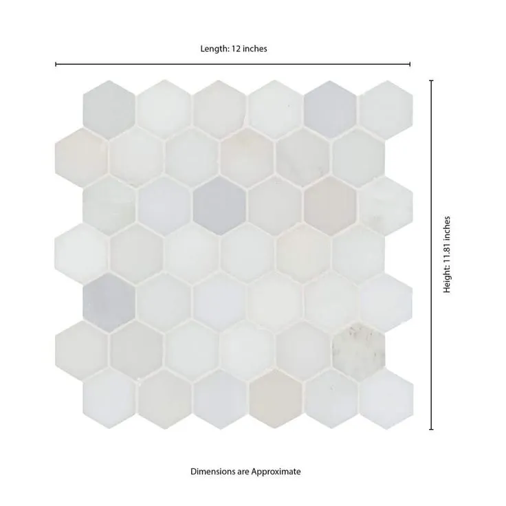 MSI Greecian White Hexagon 12 in. x 11.75 in. x 10mm Polished Marble Mesh-Mounted Mosaic Tile (9.8 sq. ft. / case), photo 2 of 8