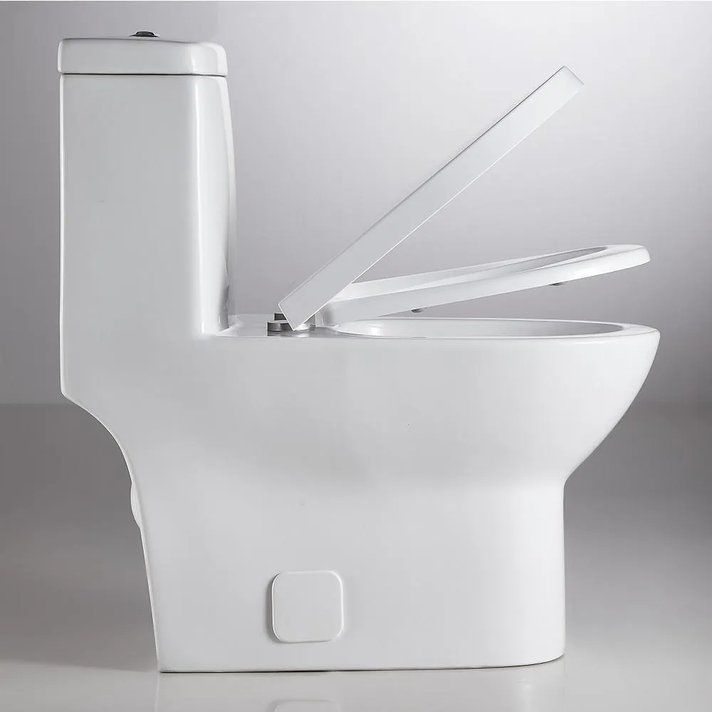 1-piece 1.28 GPF Dual Flush High Efficiency Elongated Toilet in White(Seat Included), photo 3 of 7