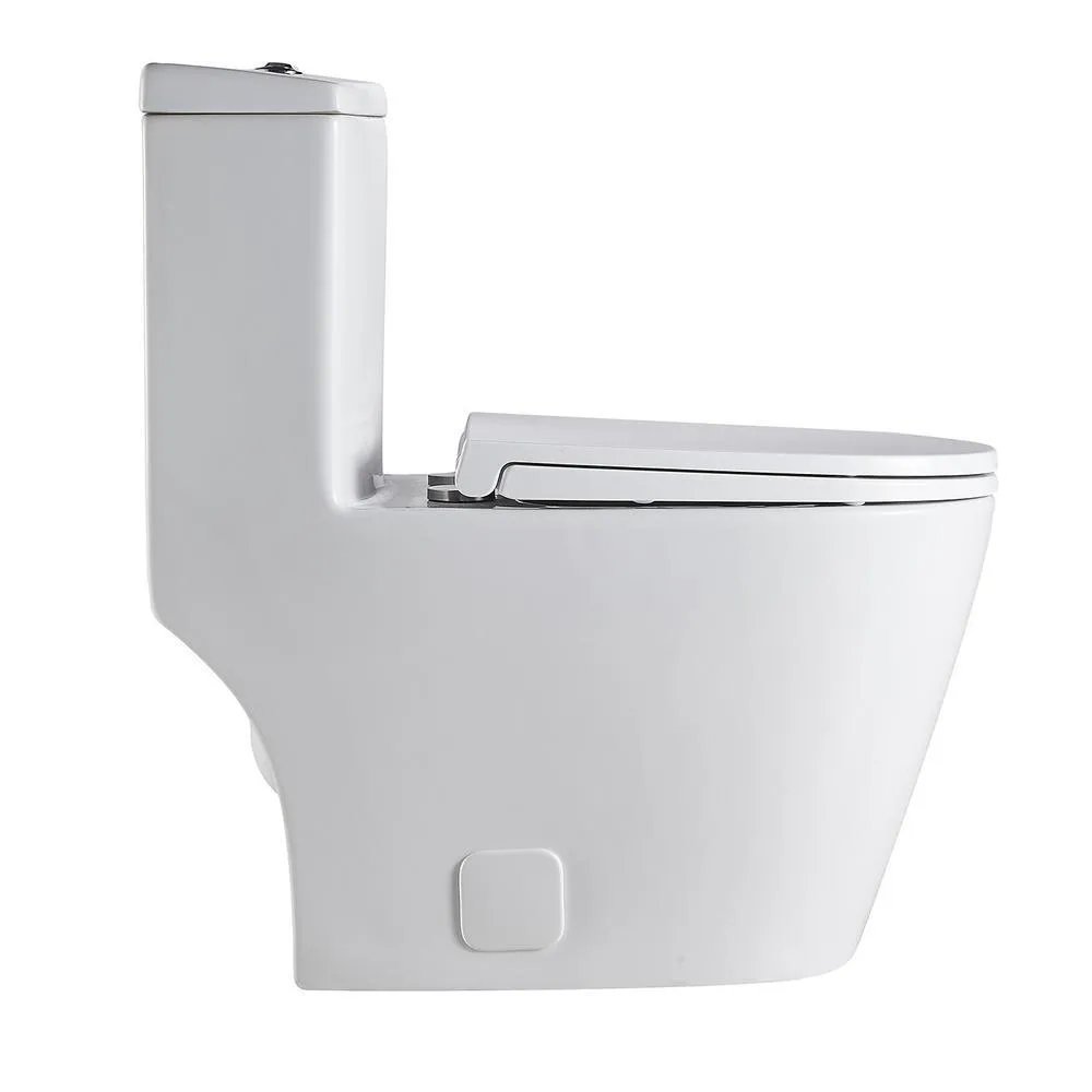 1-Piece 1.28 GPF Dual Flush High Efficiency Elongated Toilet in White, Seat Included, photo 2 of 7