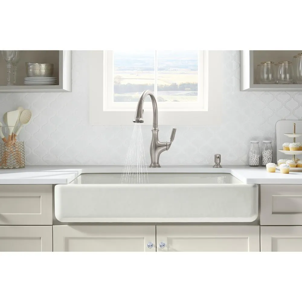 Whitehaven Farmhouse Undermount Apron Front Cast Iron 36 in. Double Bowl with Smart Divide Kitchen Sink in White, photo 8 of 11