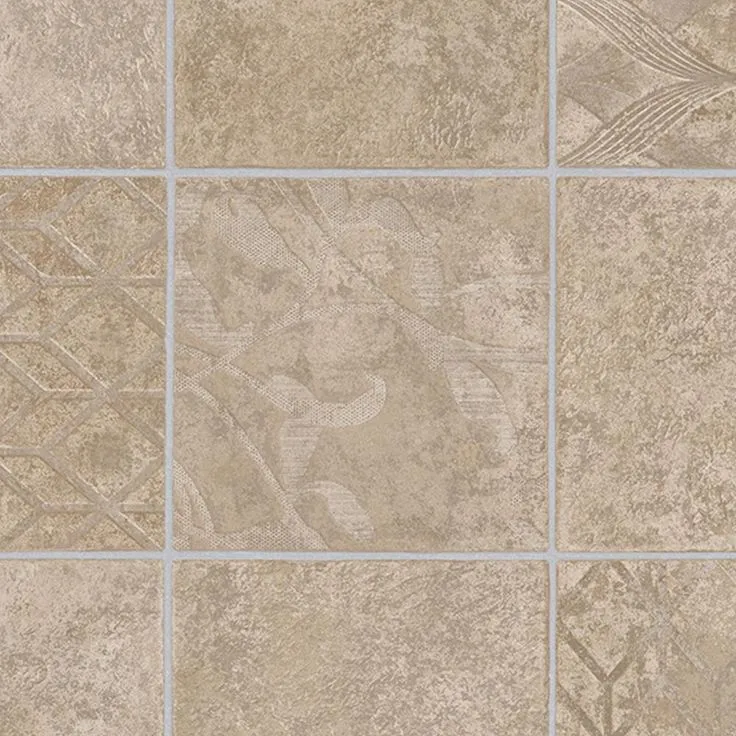 TrafficMASTER Marbella Tile Grey Residential Vinyl Sheet, Sold by 13.2 ft. Wide x Custom Length, photo 2 of 3