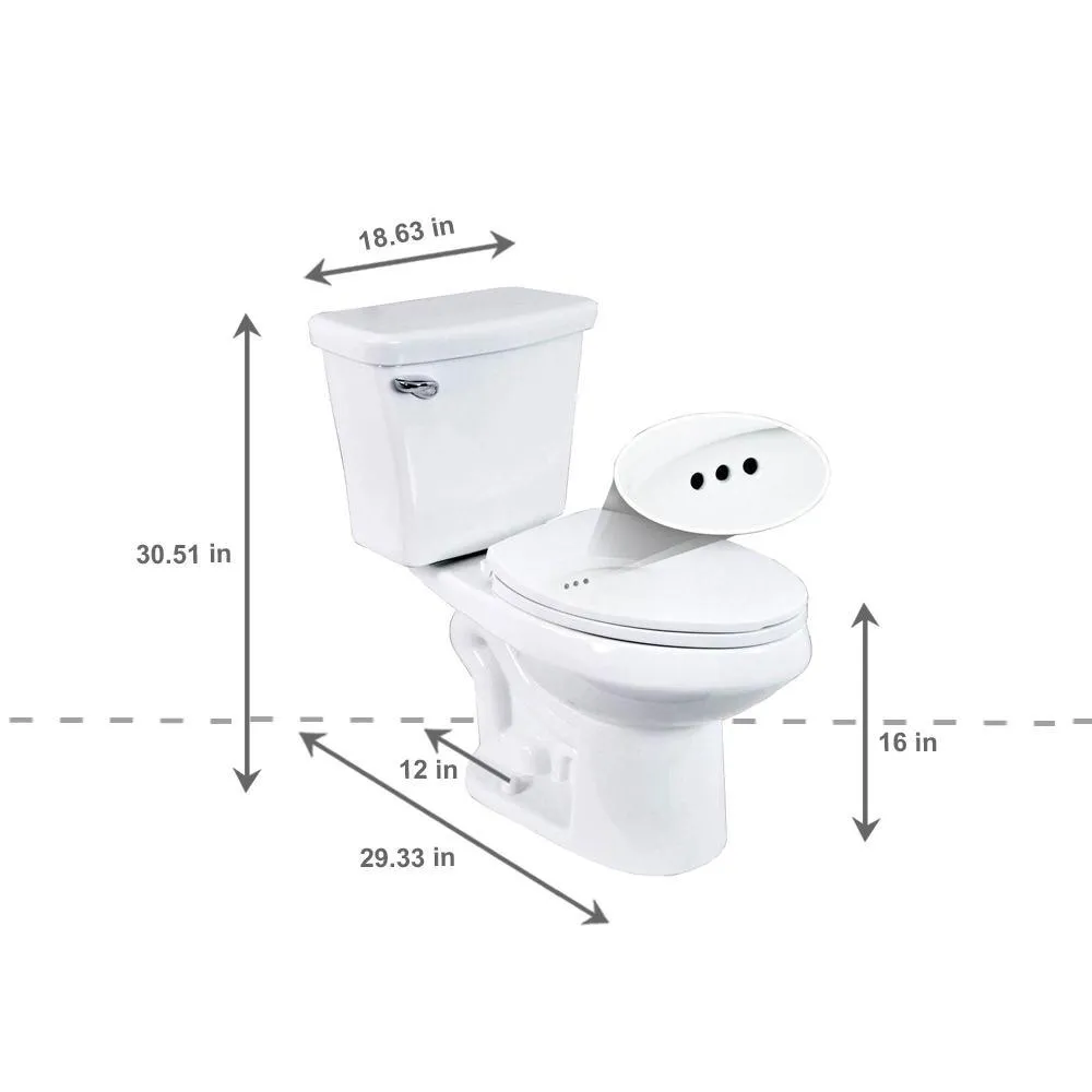 2-pc. 1.28 GPF Single Flush Elongated Toilet with Patented Overflow Protection Technology in White with Seat, photo 10 of 12