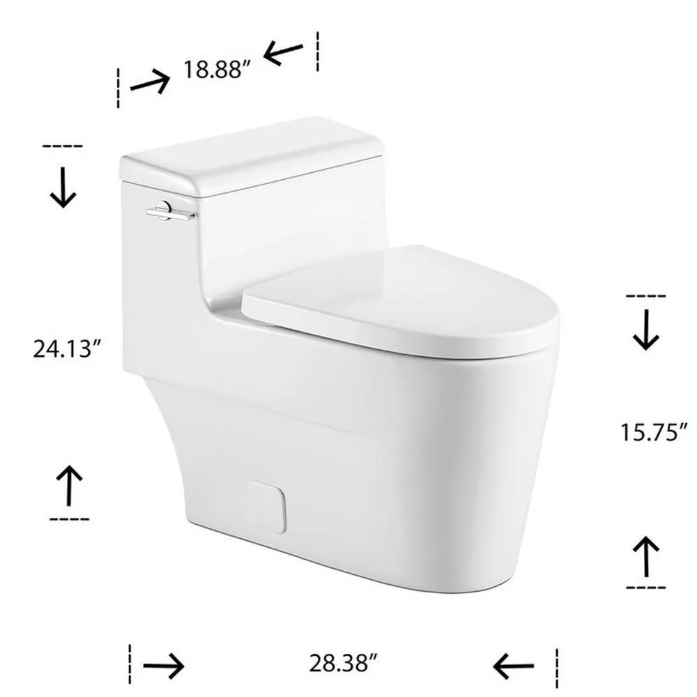 Trendy And Practical Double Flush 1 Piece 0.8 / 1.28 GPF White Double Pumping Elongated Toilet With Chair, photo 7 of 8