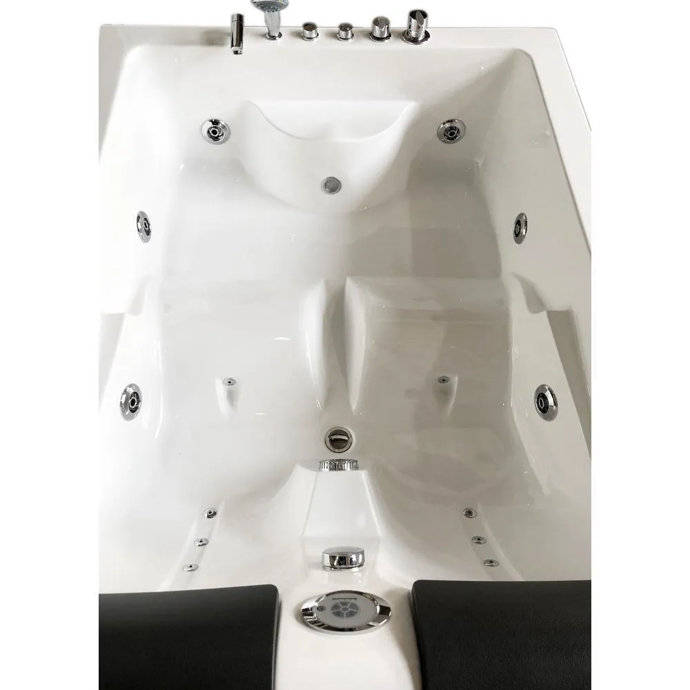 Mimi with heater 68 in. Acrylic Center Drain Corner Alcove Whirlpool Bathtub in White, photo 7 of 9