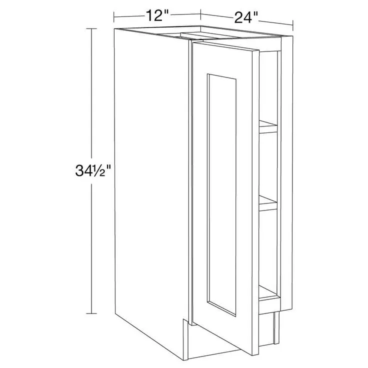 Home Decorators Collection Newport 12 in. W x 24 in. D x 34.5 in. H Assembled Plywood Full Height Door Base Kitchen Cabinet in Mythic Blue LH, photo 3 of 9