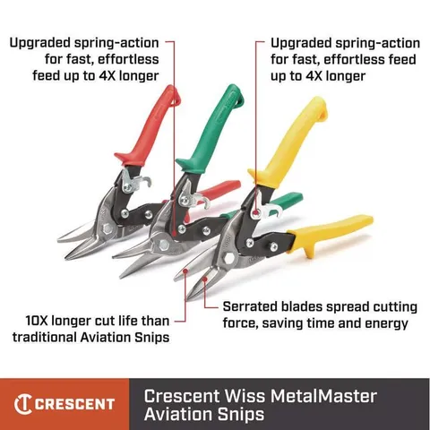 Wiss 9-3/4 in. Compound Action Straight and Right Cut Aviation Snips