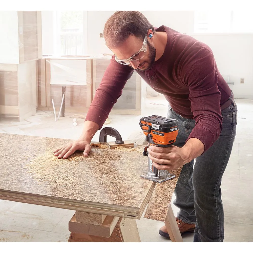 RIDGID 18-Volt Cordless Brushless 1/4 in. Compact Router with 1.5 Ah Lithium-Ion Battery, photo 10 of 13