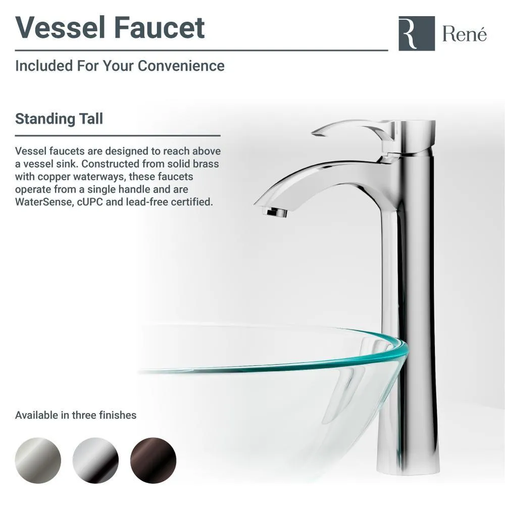 Glass Vessel Sink in Frosted with R9-7006 Faucet and Pop-Up Drain in Chrome, photo 6 of 14