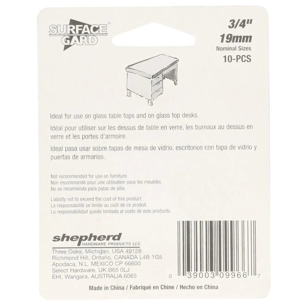 Shepherd 3/4 in. Clear Vinyl Non-Adhesive Discs for Glass Surfaces (10 per Pack), photo 2 of 5