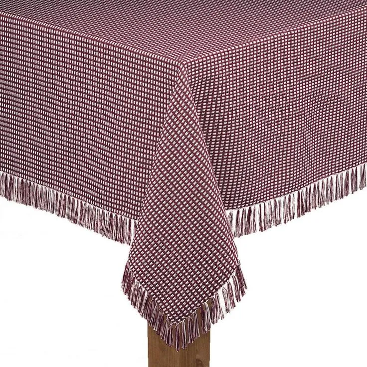 Homespun Fringed 60 in. x 84 in. Marine 100% Cotton Tablecloth, photo 9 of 10