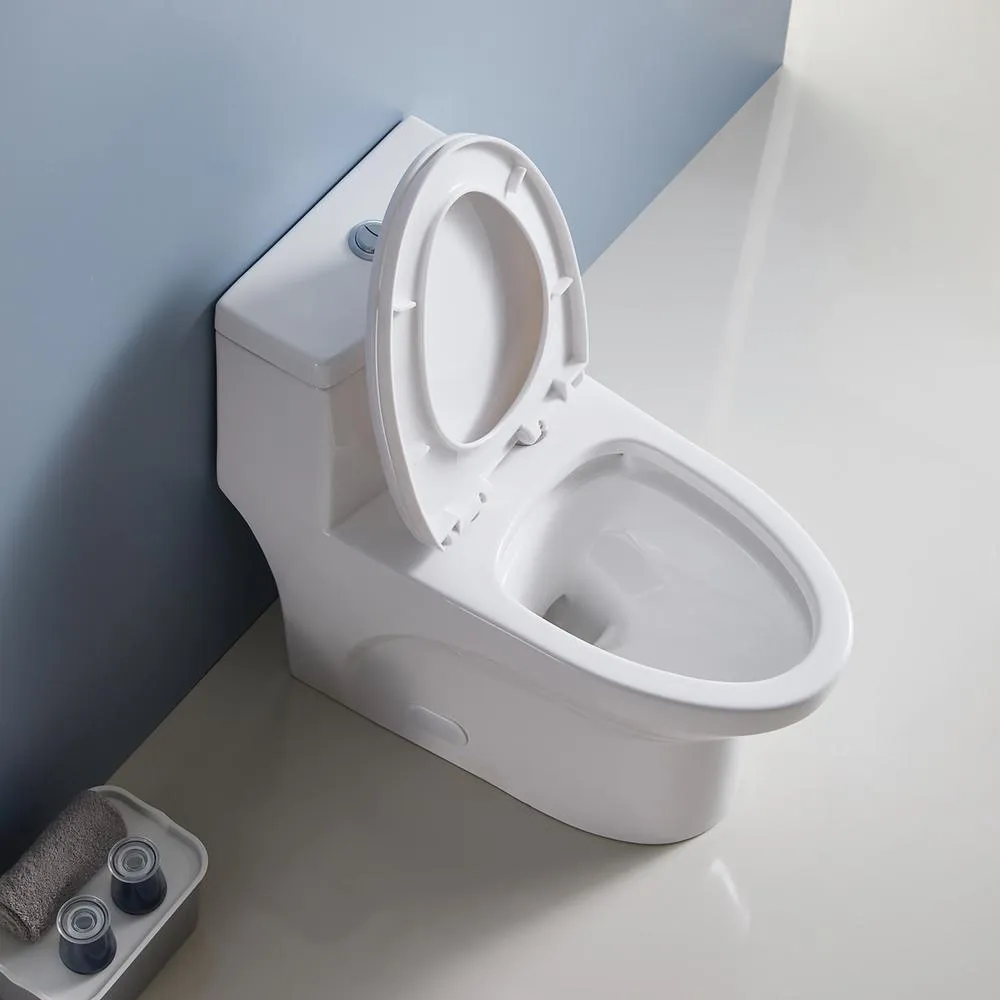 12 in. Rough-In 1-piece 1.1/ 1.6 GPF Dual Flush Elongated Siphonic Jet Toilet in White, Seat Included, photo 4 of 9