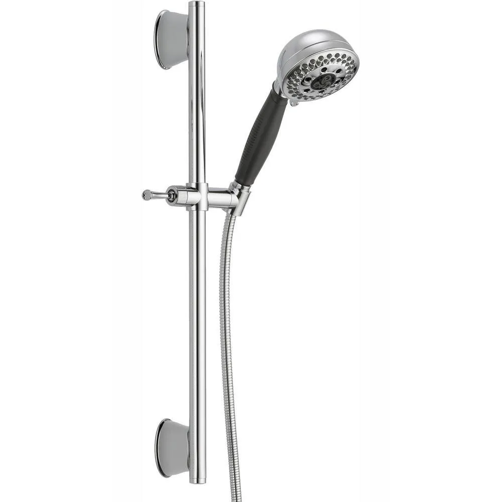 5-Spray Patterns 4.13 in. Wall-Mount Handheld Shower Head with Slide Bar and H2Okinetic Technology in Matte Black, photo 6 of 6