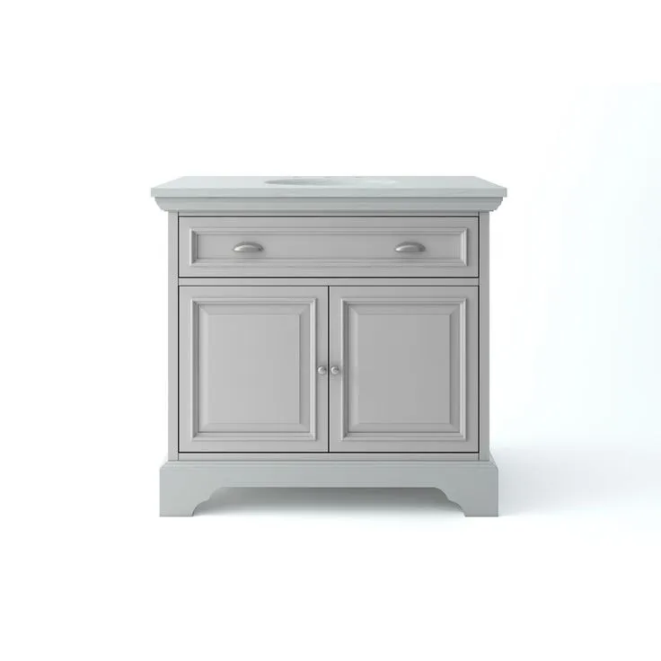 Sadie 38 in. W x 21.5 in. D Vanity in Antique Light Cyan with Marble Vanity Top in Natural White with White Sinks, photo 7 of 7