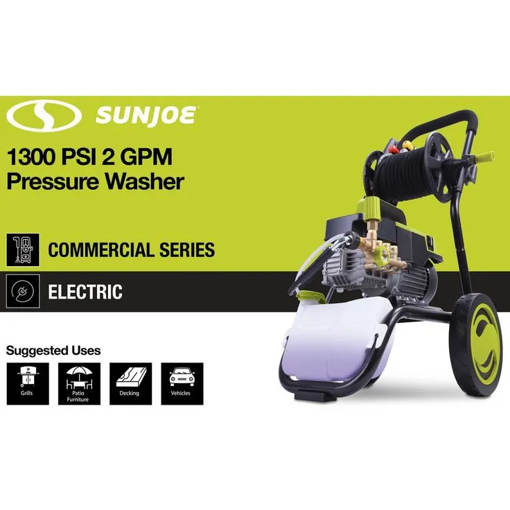 Sun Joe Commercial Series 1300 PSI Max 2 GPM Electric Pressure Washer with Wall Mount, Roll Cage and Hose Reel, photo 3 of 5