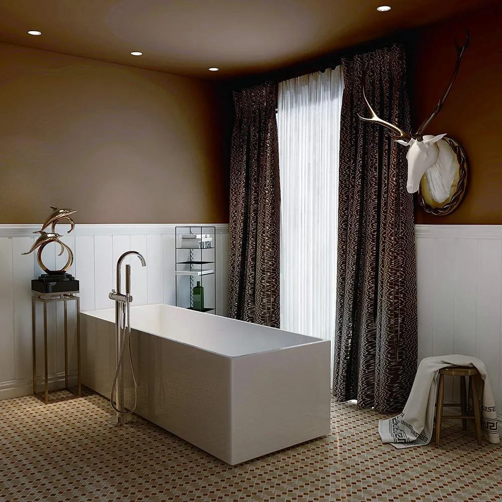 Talence 59 in. Acrylic Flatbottom Freestanding Bathtub in White, photo 11 of 11